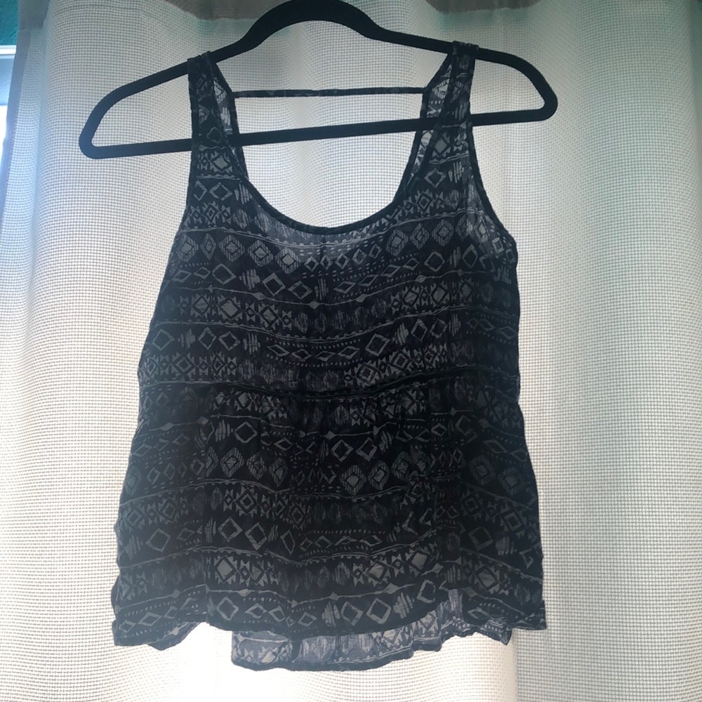 Blue and White Tribal Print Top
